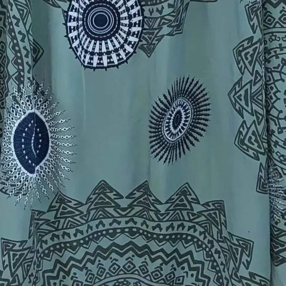 8X 7X 6X 5X 4X 3X Plus Size Tile Print Eyelet Embroidered Casual Tank Midi Dress - Picture 3 of 3